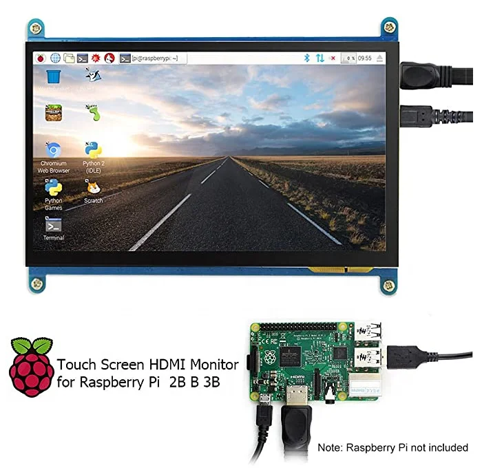 
7 inch touch screen monitor for Pi 4/3 /2/ Zero/B Raspbian Ubuntu Xbox /PS4 Mac 