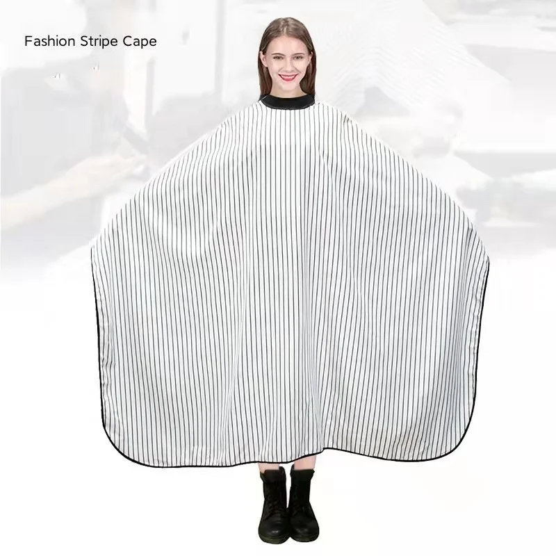 High Quality Hair Cutting Cape Salon New Design Silicone Neck Waterproof Hairdressing Stripe Barber Capes Apron