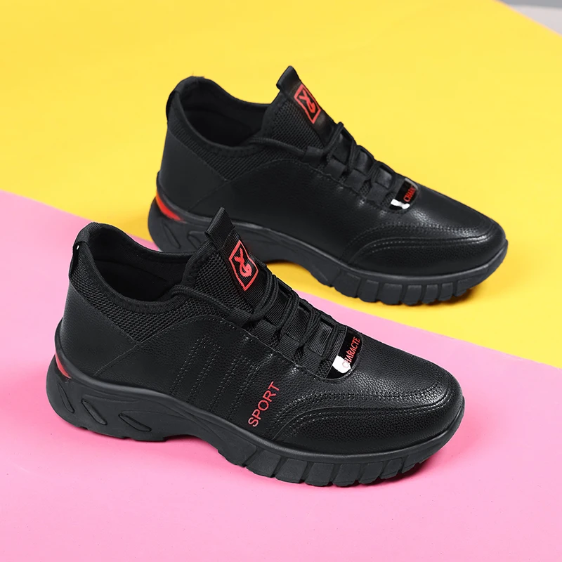 Fashion PU Leather Shoes Lace Up Casual Flat men Sneaker Shoes