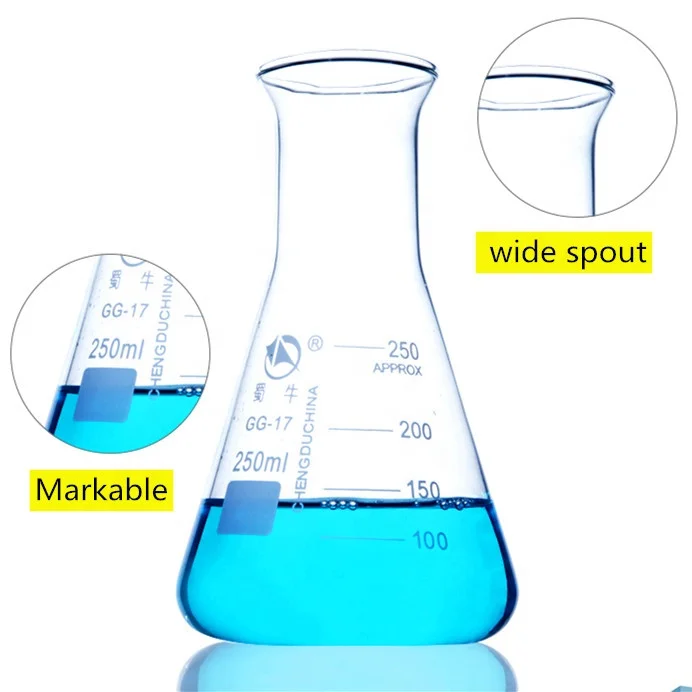 Beaker flask for high transparency and clear calibration experiments erlenmeyer flask