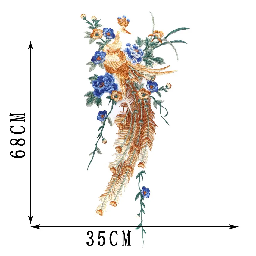 Chemical Lace Fabric Embroidery Corsages Appliques Patch Phoenix Peacock Flower Patch
