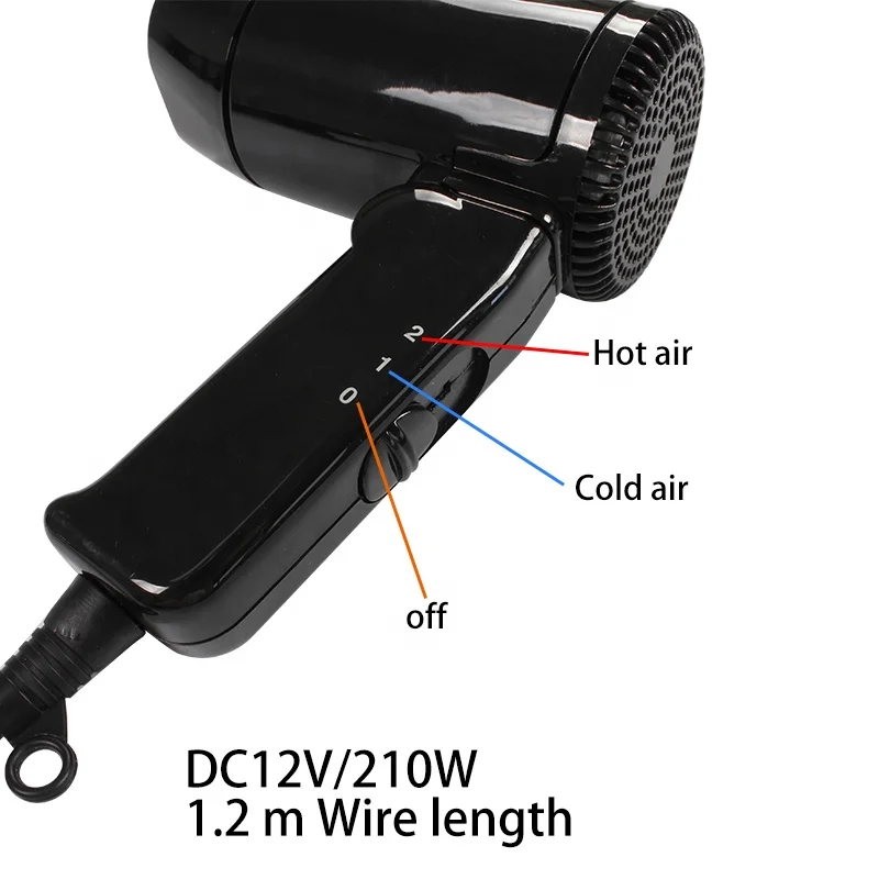 TYTXRV OEM DC12V 210W High Power Vehicle Mini Folding Fan Hot and cold air switch Home Bathroom Caravan Car Hot Hairdryer