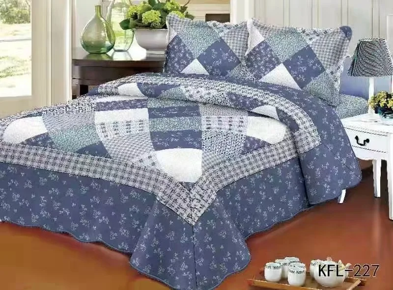 High Quality Printed Coverlet Patchwork Quilts Bedspread Bedding Set