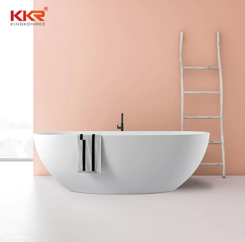 Bathroom modern hot tub artificial marble resin stone Solid surface freestanding soaking bathtub