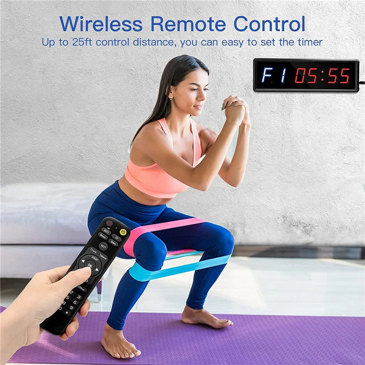 Digital Gym Wall Clock Remote Control Gym Led Interval Fitness Countdown Timer Home With Magnet For Exercise