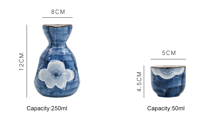Hot sale custom Japanese high performance personalized bottles 50ml blue ceramic sake cup