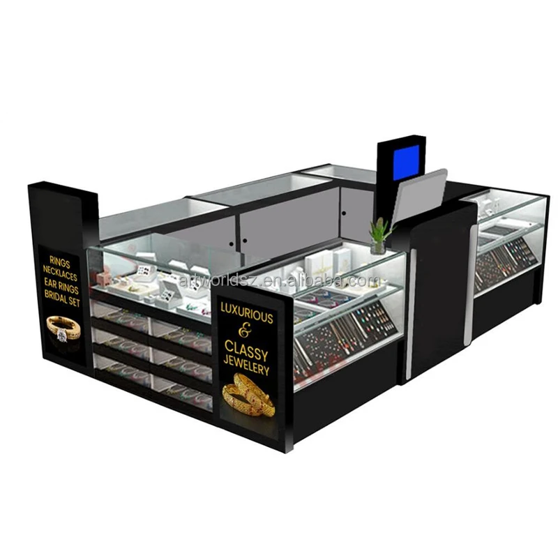 Artworld Displays 4M By 4M Souvenir Display Showcase Mall Watch Showcase Cabinet Glass Jewelry Display Booth