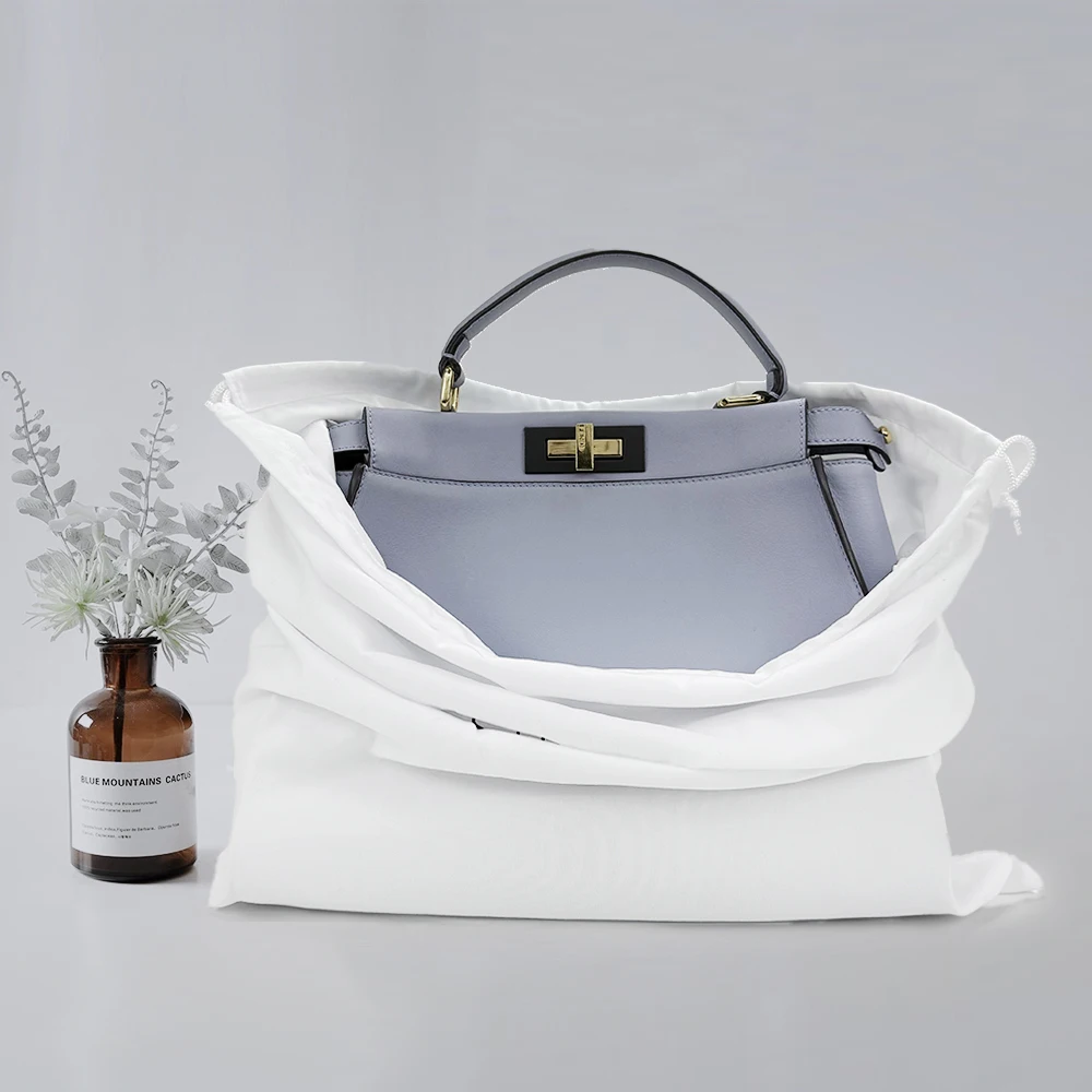 Hot Sale Stripe Custom Printed Logo Packaging Gift Cosmetic Thickened Fabric Cotton Pouch Canvas Drawstring Dust Bag for Handbag