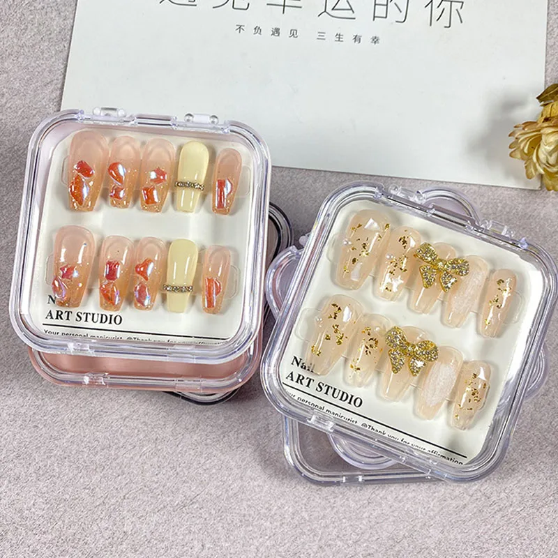 wholesale false nail packaging box press on nails packaging box acrylic transparent plastic box packaging