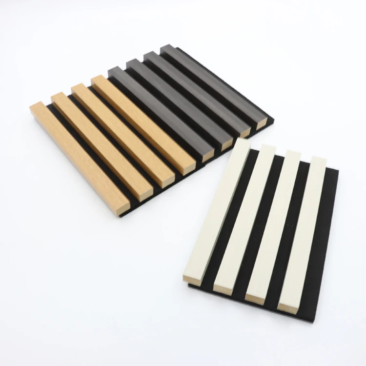 Environmental Wooden Veneer 3d Pet Mdf Composite panel Wall slatted soundproof Board Wooden Acoustic Slat Panel