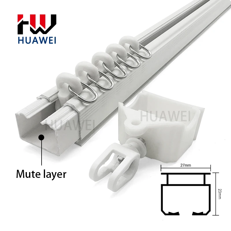 HUAWEI Sliding Window Silent Metal Curtain Rail Runners Recessed Ceiling Wave Custom Aluminum Alloy Ripple S Fold Curtain Track