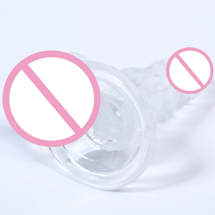 Thrusting 3.35 inch TPE artificial transparent suction cup mini thin slim simulation small penis crystal silicone g spot dildo