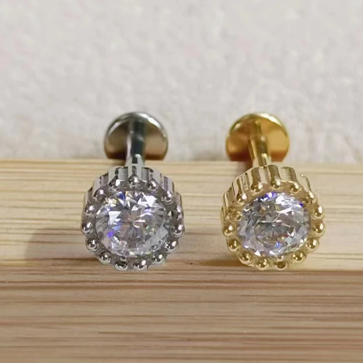 Getta  ASTM-F136 G23 titanium  knife shape internal thread daith flat back earring conch cartilage titanium piercing jewelry