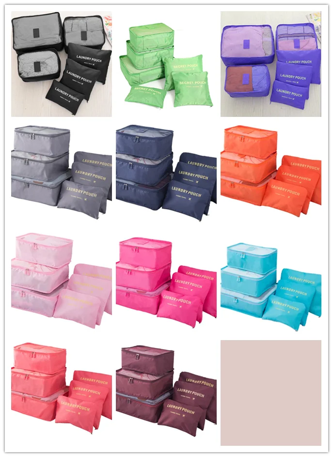 Low Moq Fashion 6 Pcs Compression Luggage Organizers Travel Bag Personal Packing Cubes Wholesale Organizer