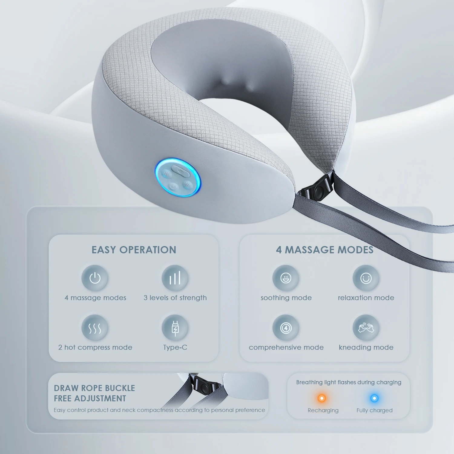Neck Massager with Heat Cordless Deep Tissue  Massage Pillow for Neck Traps Back and Leg Pain Relief Gifts for Men Women Mom Dad