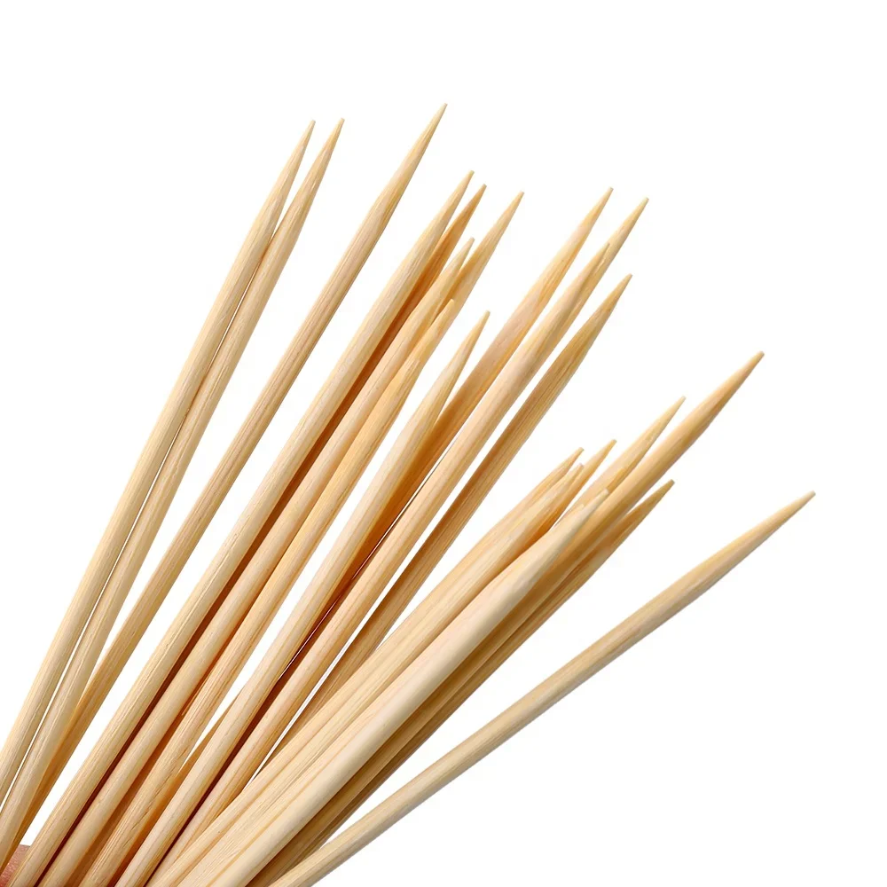 Barbecue Bamboo Sticks Large Bamboo Bbq Wood Stick Skewer 40 Cm Long Hot Dog Bamboo Barbecue Sticks