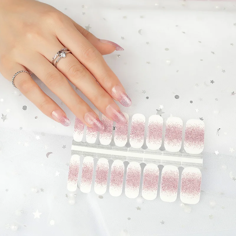 French style colorful glitter real nail polish stickers nail wraps