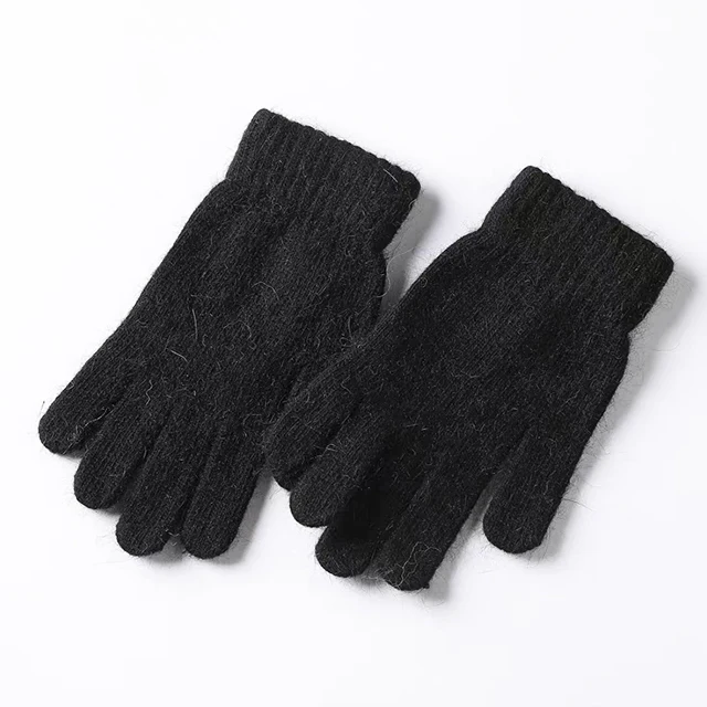 OEM, высококачественные жаккардовые шерстяные перчатки с полным пальцем, кашемировые трикотажные теплые ребристые полуперчатки и варежки для зимы