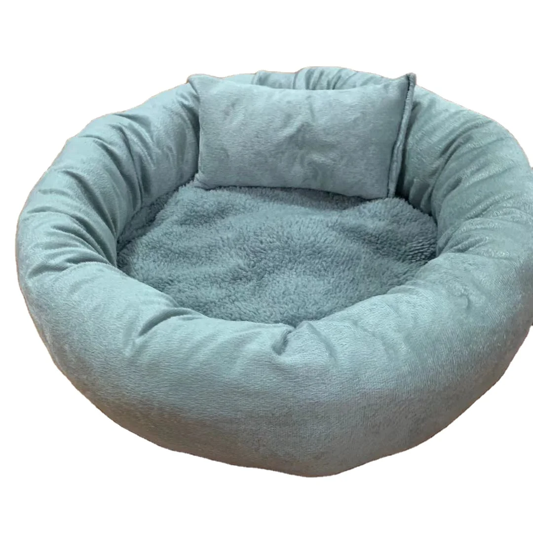 High-Quality Pet Plush Luxurious Soft And Comfortable With Pillow To Keep Warm Cat And Dog Nest Cushion Mattress Donut Cat Bed