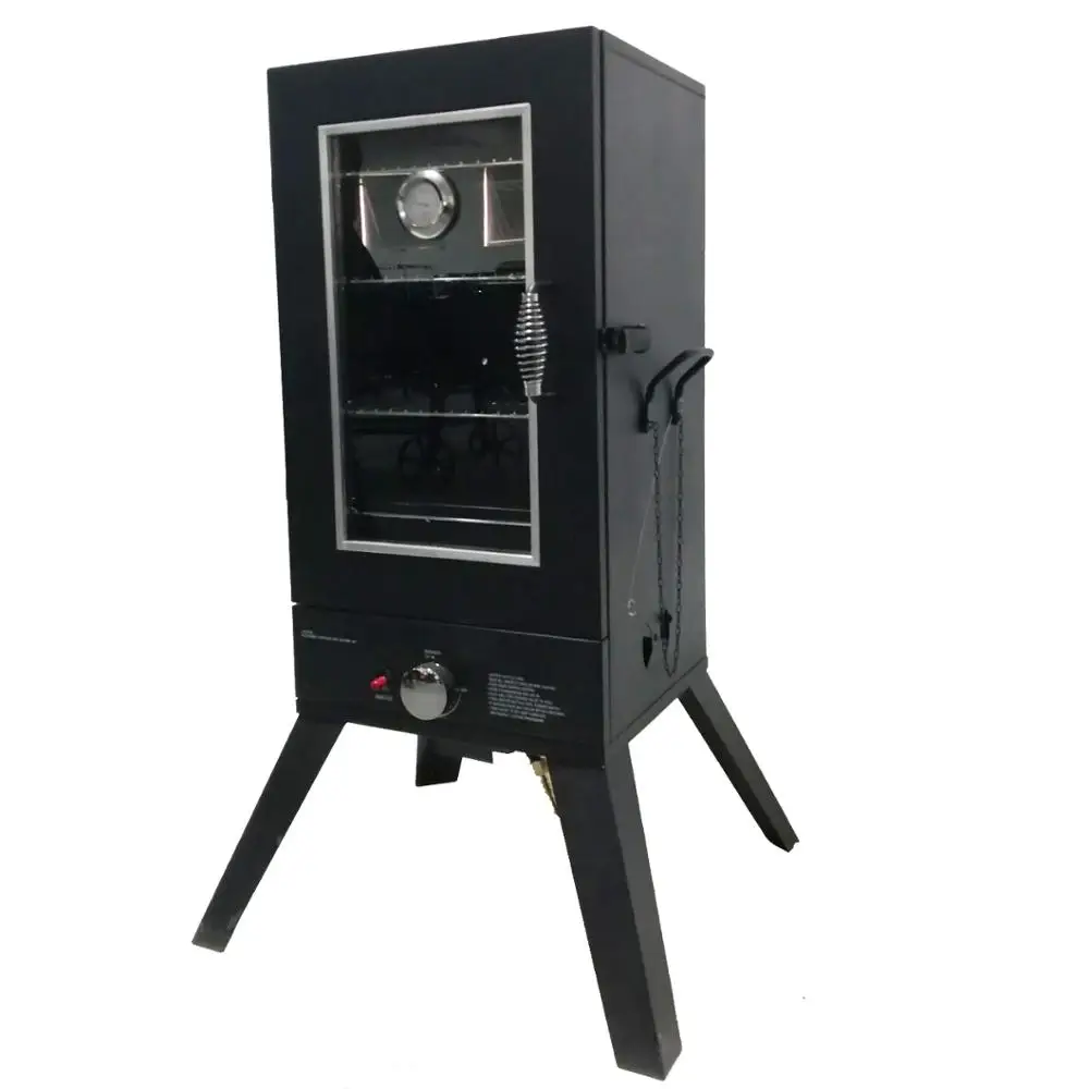Гриль для барбекю, вертикальный газовый коптер с окошком для приготовления пищи на открытом воздухе