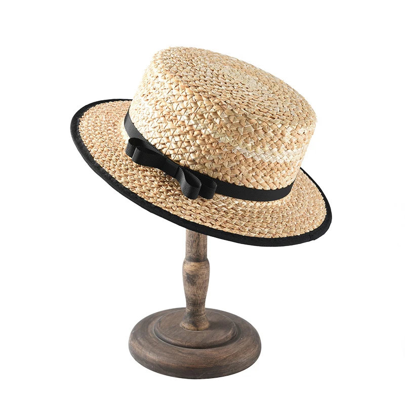 Custom Beach Panama Cap Wholesale Straw Hats Summer Womens Flat Top Straw Hat Women Straw Hat