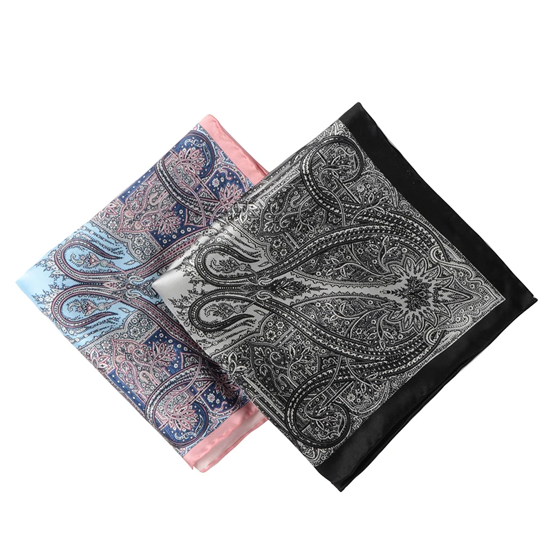 Hamocigia OEM Handmade 100 % Silk Digital Printed paisley Pocket Square