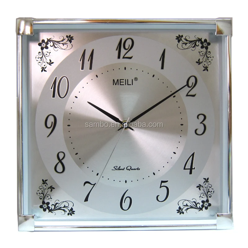 Plating Silver Custom Square Wall Clock For Holiday Gifts