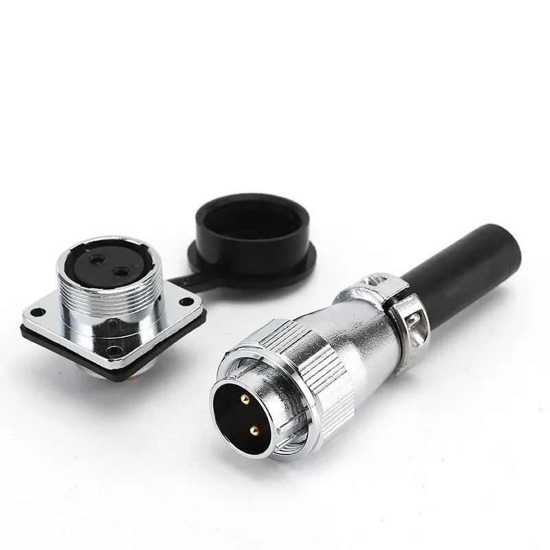 Metal Flange Receptacle Circular Wire Connector With Cap