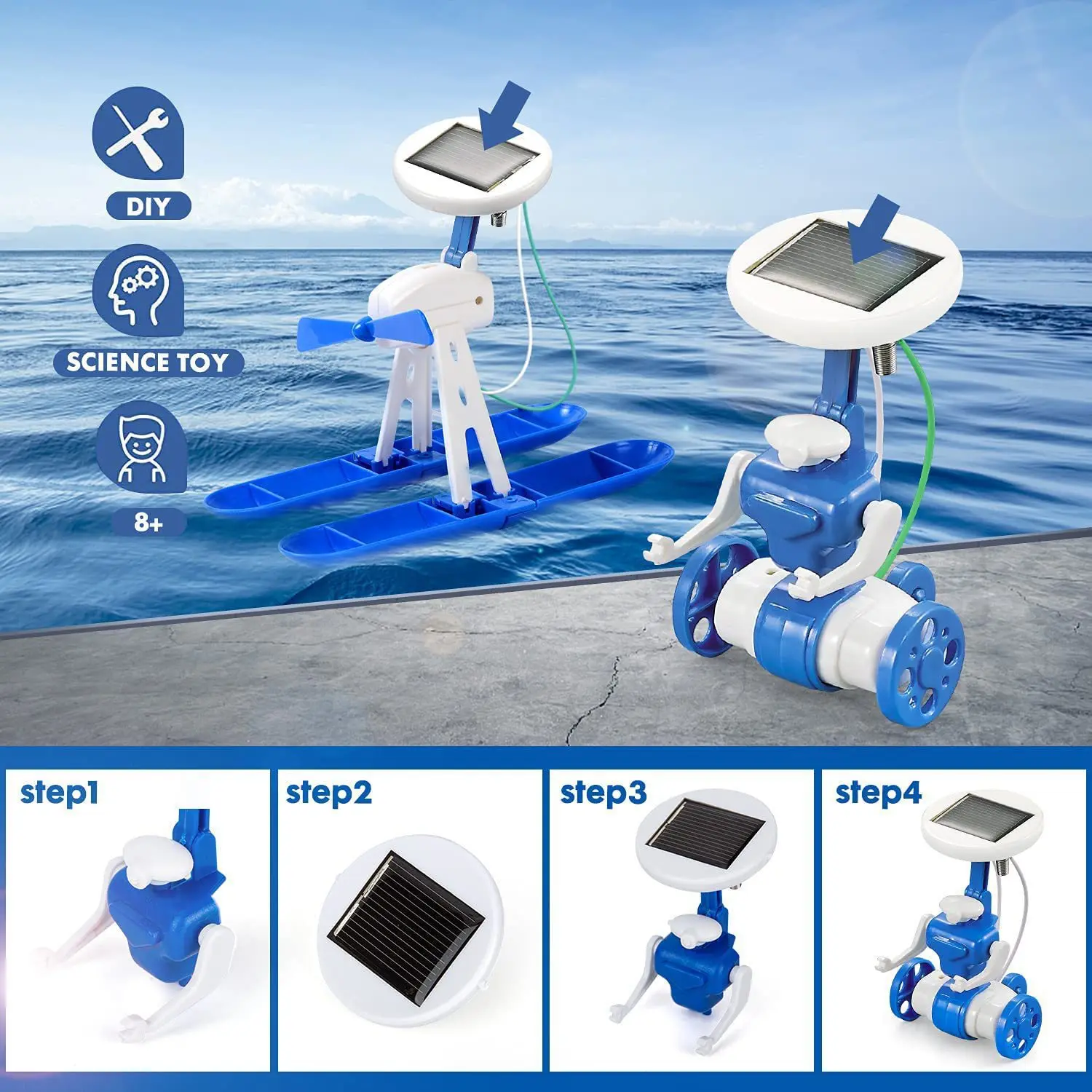 New 6 IN 1 Solar Toy Educational DIY Robots Plane Kit Creative Children Kid Gift