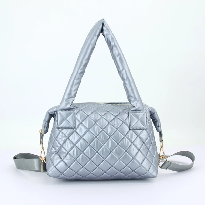 Fashion Quilted Soft Handle Tote Bag One- shoulder Lady Bag Pretty Travel Puffer Bag