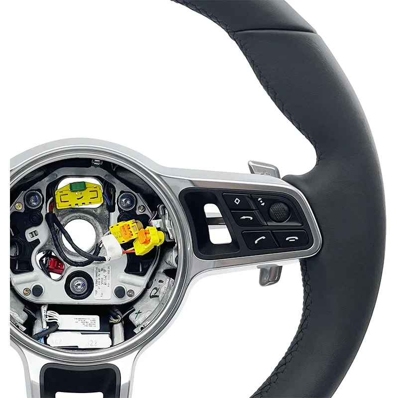 Fully perforated leather handle with customizable color for steering wheel modification for Porsche 2006-2013 ZC-BSJ-2
