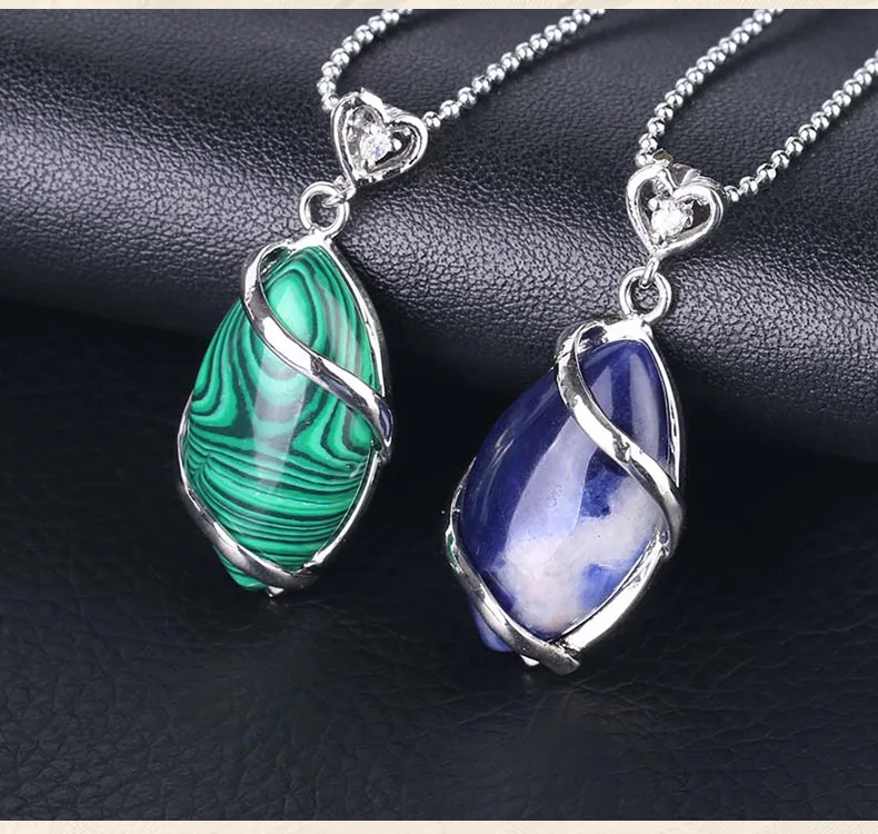 Polished Raw Gemstone Quartz Necklace Healing Crystal Pendant for Reiki Healing