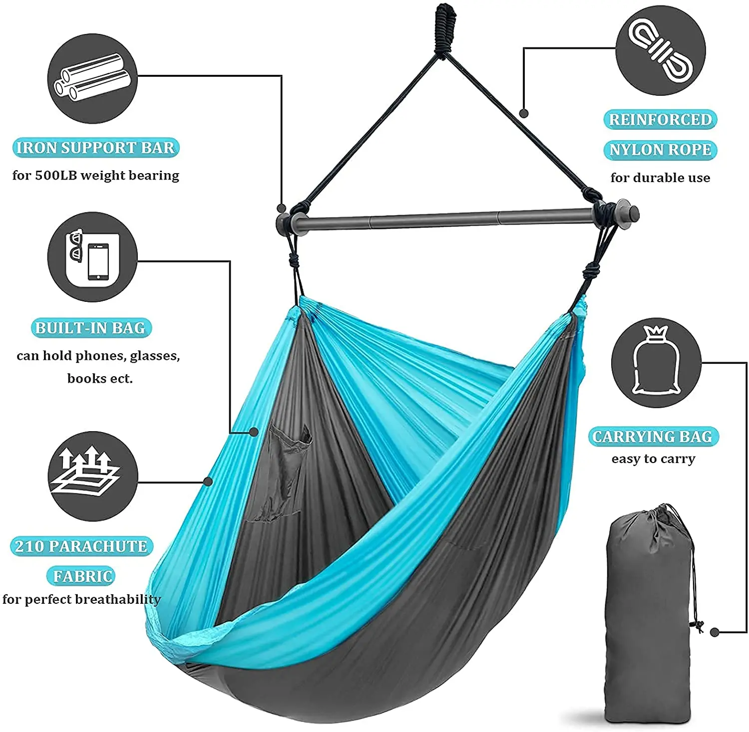 Woqi Outdoor Garden Hammock Adults Kids Hanging Basket Chair Hanging Rocking Swing Hammock Chair