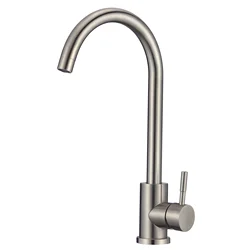 2022 Wholesale Modern Commercial Single Handle Mixer Water Tap Stainless Steel Goose Neck Deck Mounted Kitchen Faucet