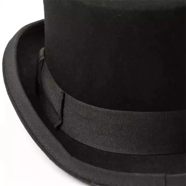 Hot Selling Tall Black Satin Finish Top Hat Vintage Black Felt Tall Top Hat for Magician Circus Ringmaster Steampunk Supplies
