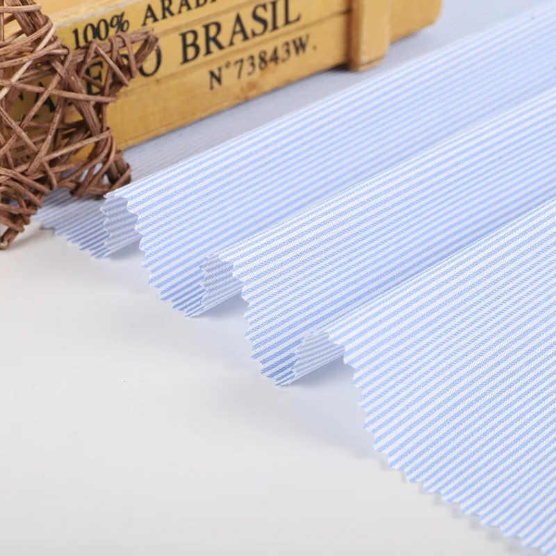 Shirt Stripe Professional Blue And White Bamboo Polyester Jacquard Stripe Shirt Fabric