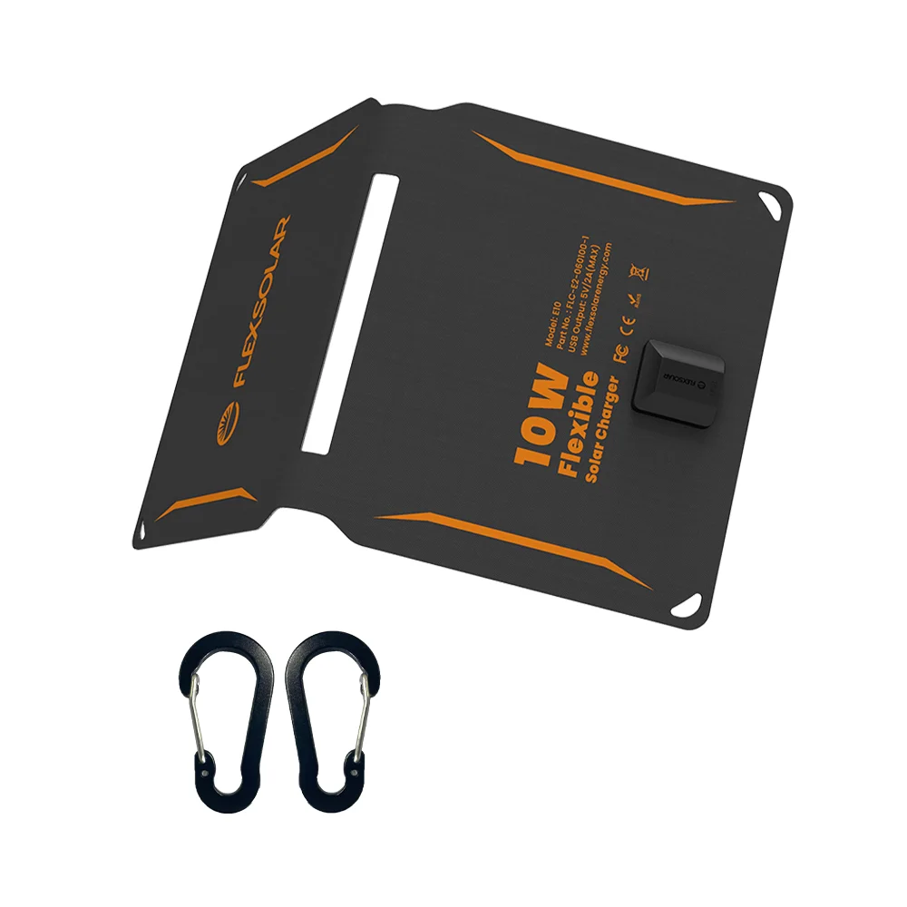 New arrival Flexsolar Brand 10W Foldable IP67 waterproof ETFE Solar Panel with Integrated USB charging port for picnic