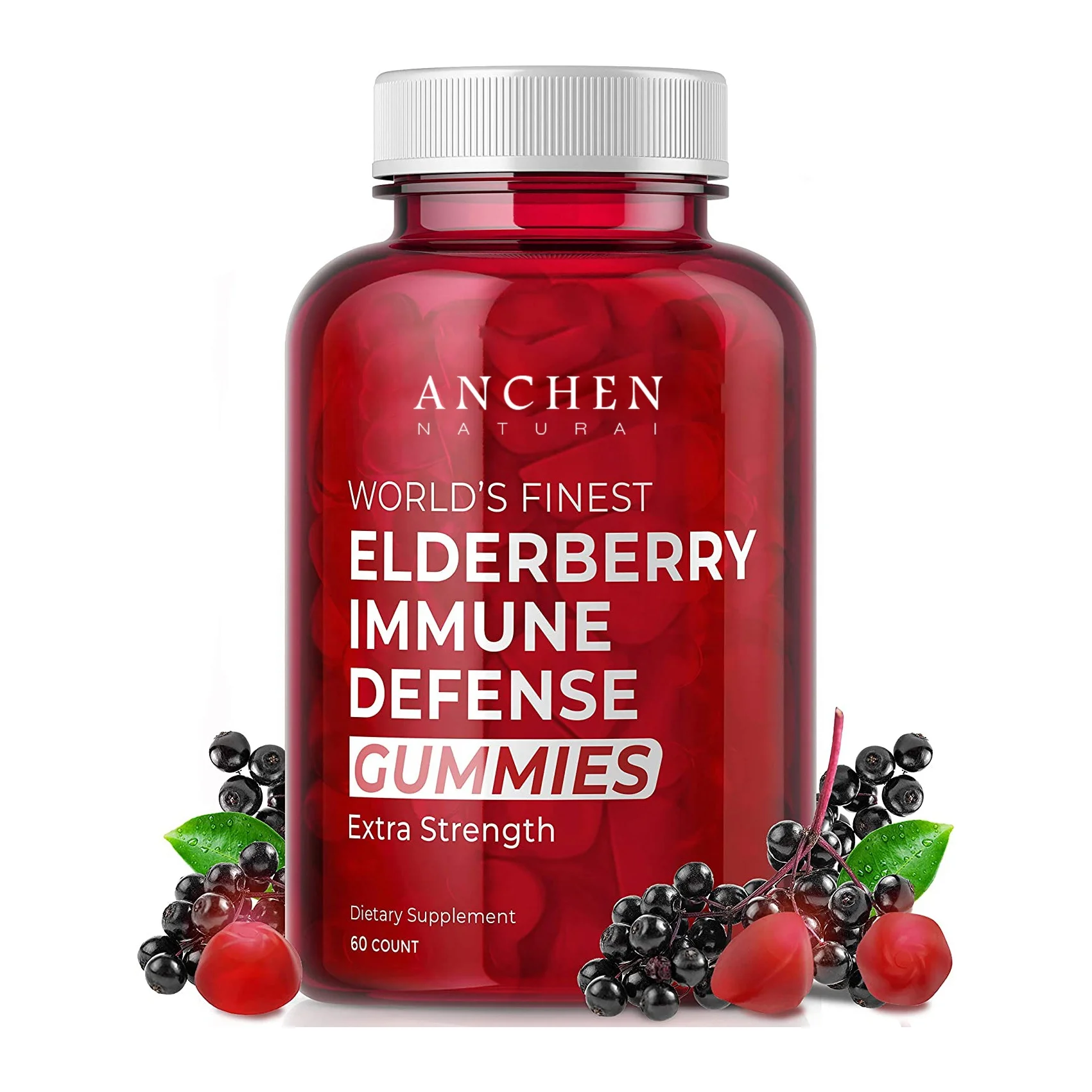 Фирменная торговая марка Органическая добавка Sambucus Elderberry ежедневные жевательные резинки иммунная поддержка