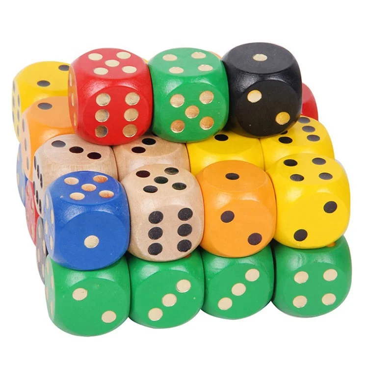 custom Color Point Wood Dice 3cm 4cm Entertainment Party Family Game Kid Toys 6 side 30mm wooden dice game