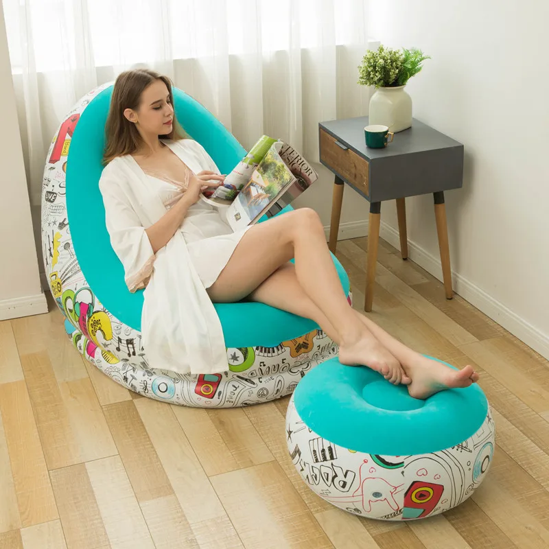 Lazy Sofa Family Inflatable Lounge Chair ottoman Inflatable Sofa Office Soft leisure nap sofa foot cushion