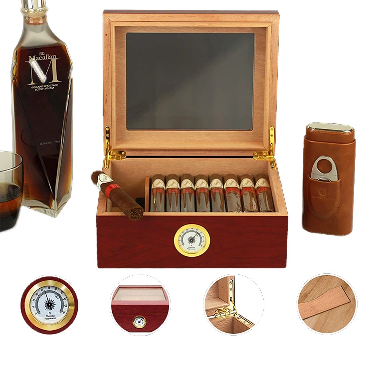 Настольная коробка для хранения сигар и сигар, из кедрового дерева, вмещает 20-30 сигар, хьюмидор, 2022