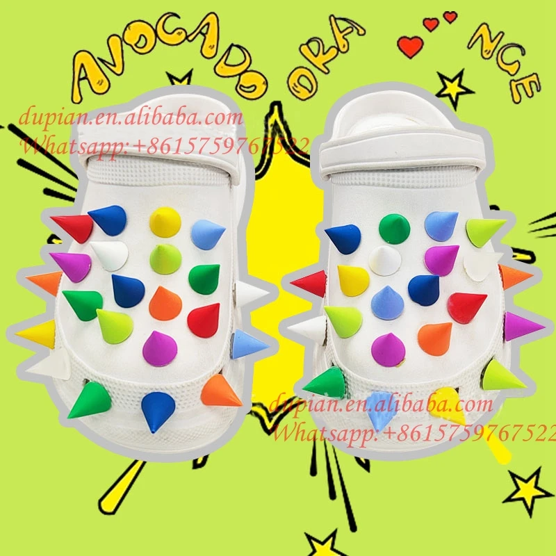 Unique Designer Colourful Spike Rivet Pvc Stud Pendants Luxury Charms For Clog Shoe Decorations Wholesale Custom Clog Charms