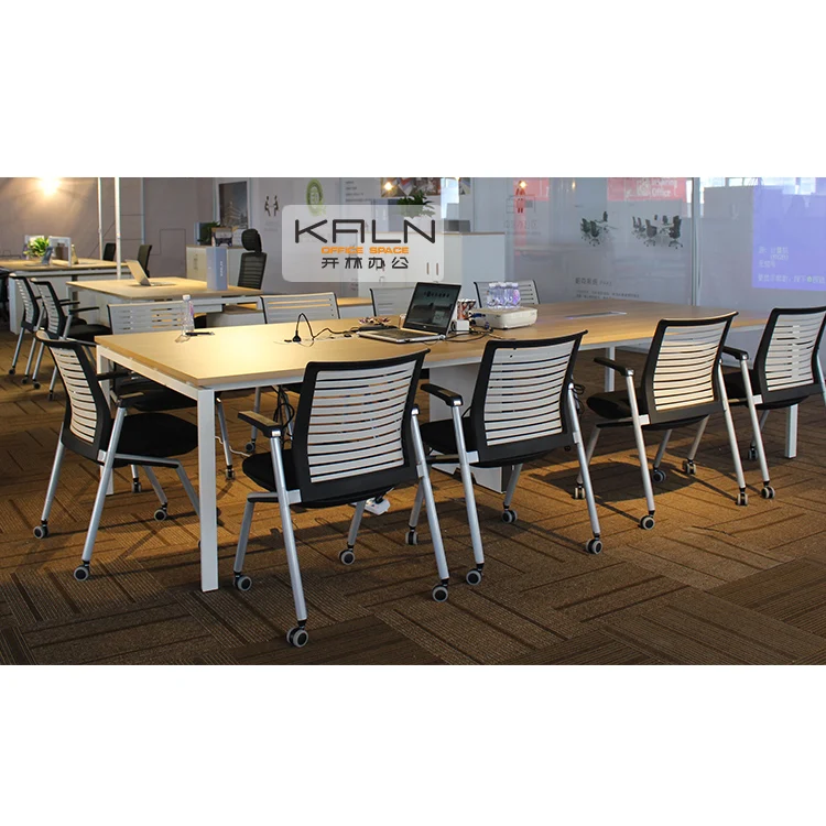 High quality big rectangle customized meeting table conference room meeting furniture boardroom training desk with socket