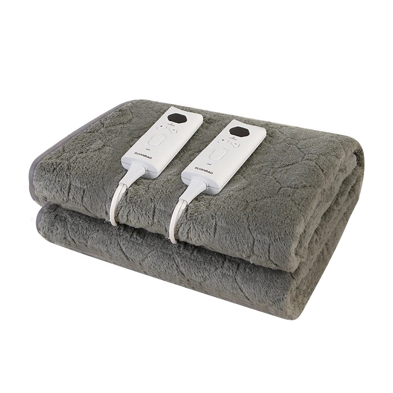 Grey Electric Heated Throw Over Blanket UK Plug Electric-blanket Queen