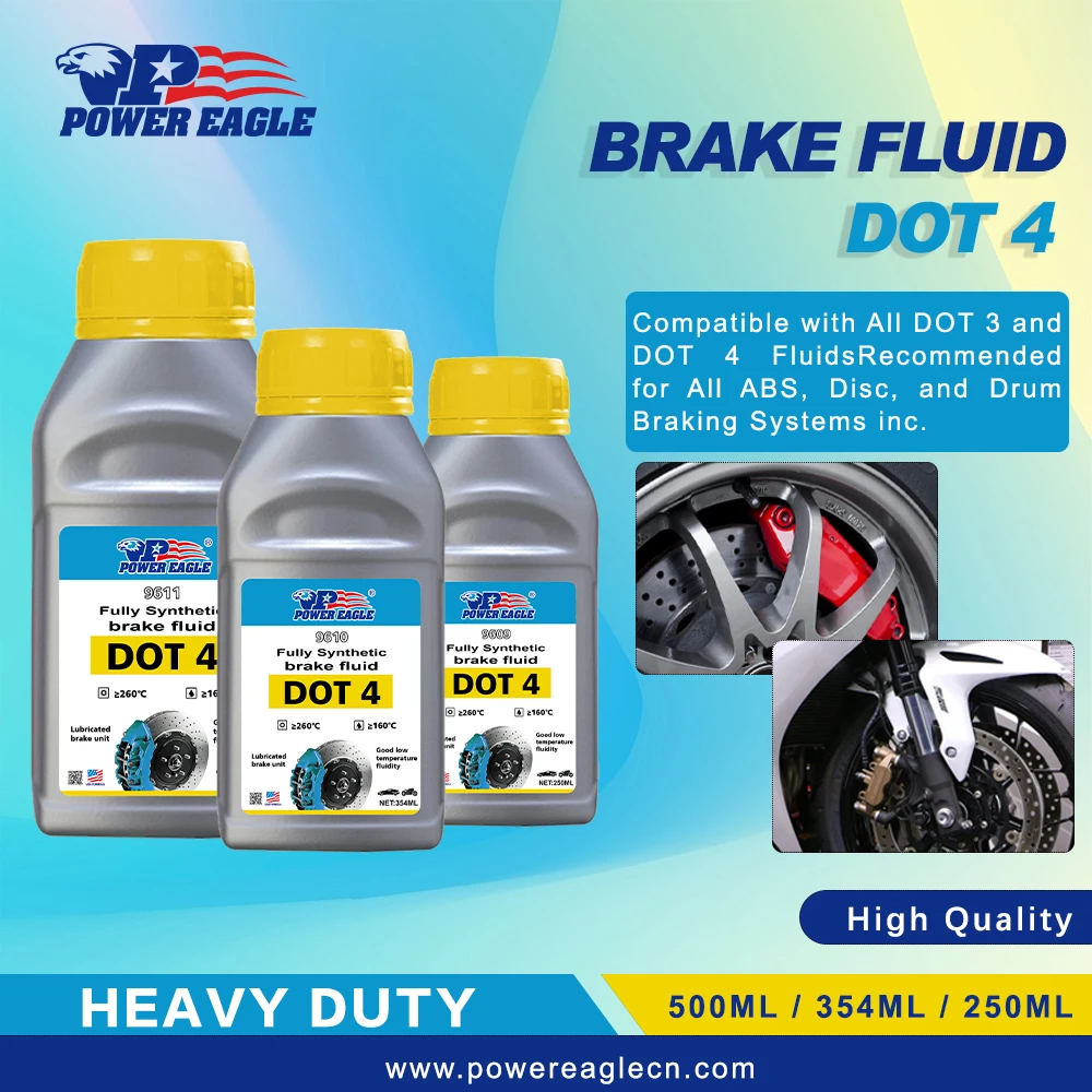 Powereagle Brand Car Brake Lubricants oil 250ml/1l Fully Synthetic Dot4 Brake Fluid Dot4