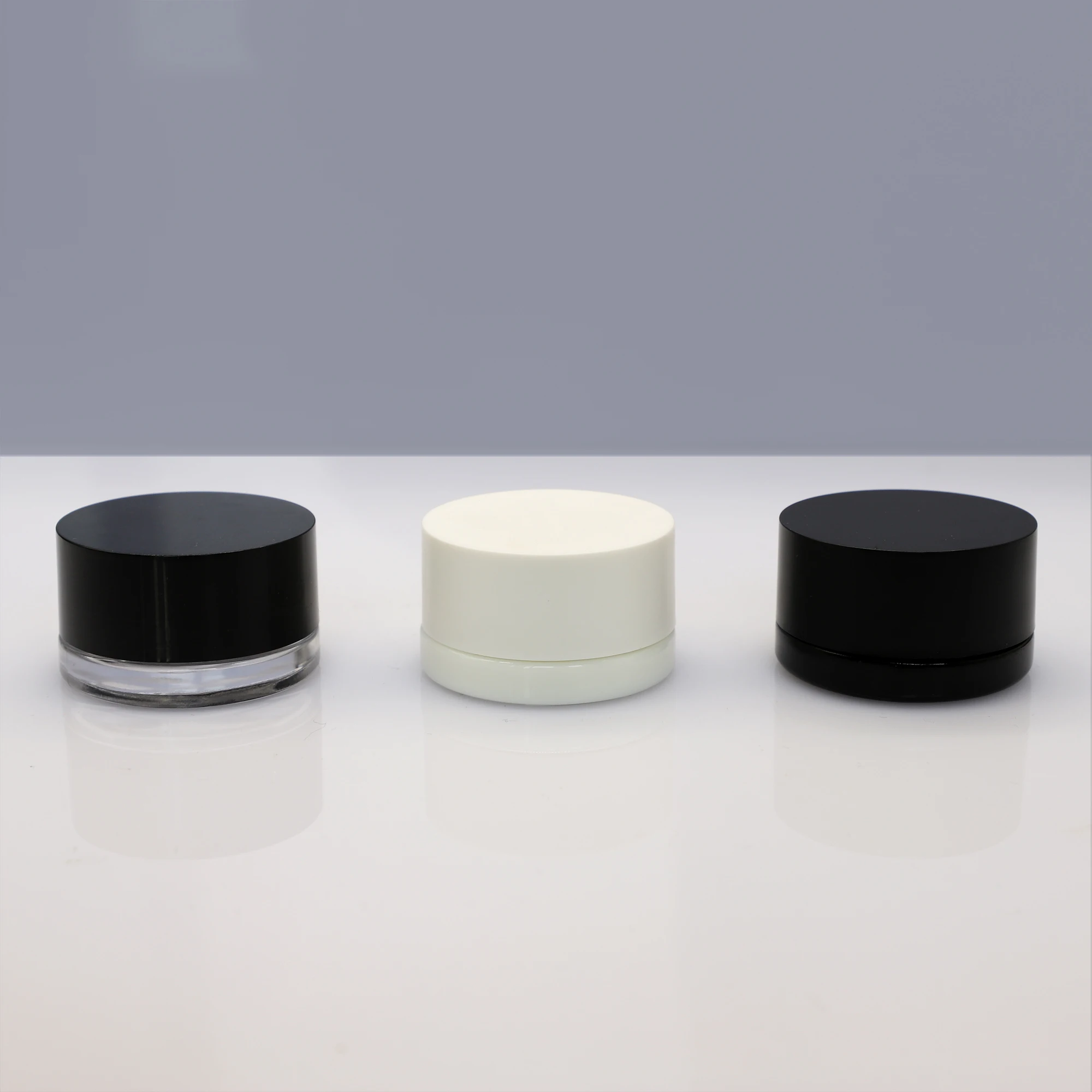 Банка концентрата 5 г, прозрачное черное стекло, банки из белого стекла с защитой от детей, пластиковые крышки 9 мл, 5 мл