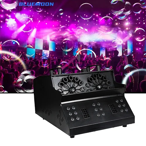 Good quality 1500w Dual Wheel Bubble Machine Led Fog Party Equipment 18x3w Rgb Smoke Bubble Machine