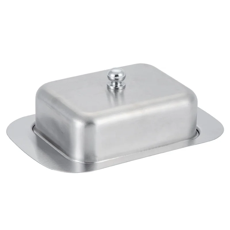 Kitchen Home Cooking Stainless Steel Butter Dish with Lid 430 stainless steel butter plate keep butter fresh