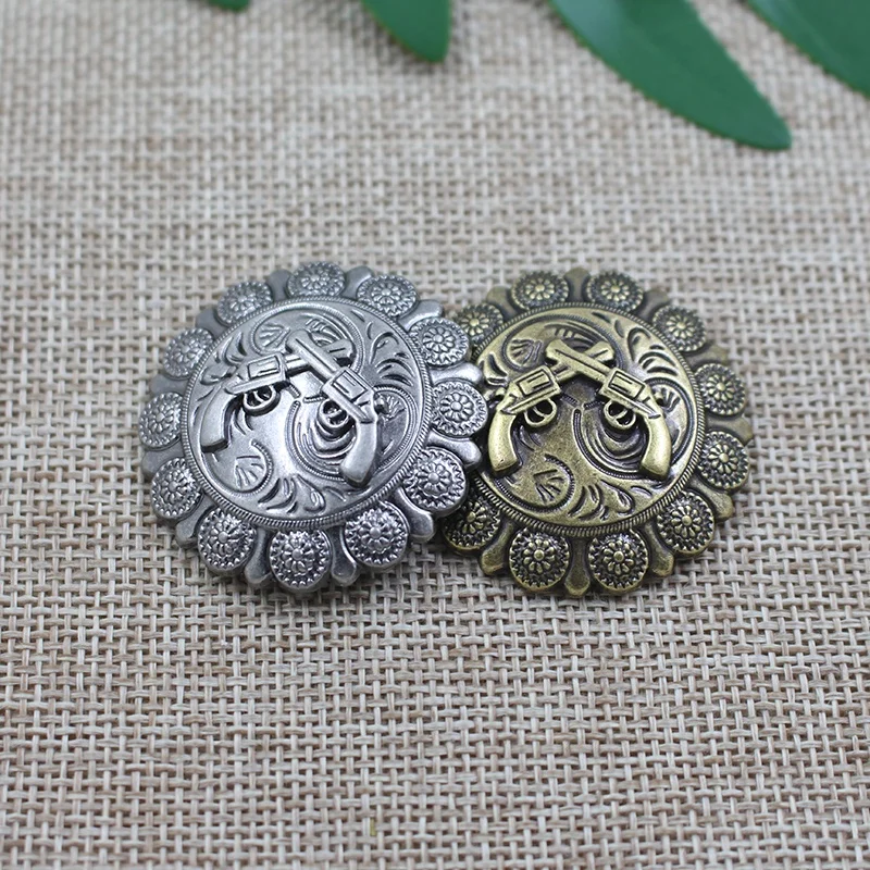 High quality wholesale fashion design alloy gun pattern metal concho for leather