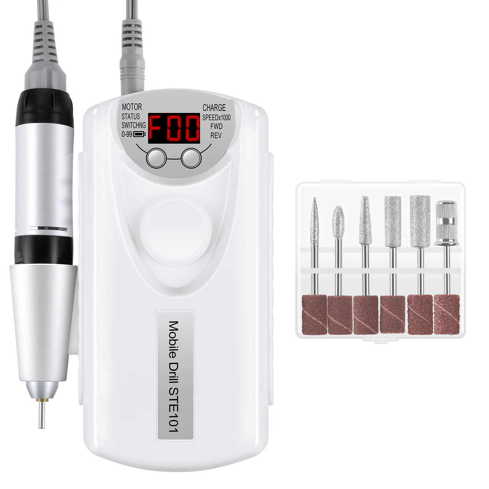 Electric Mobile Nail Drill Machine Set Wholesale Nail Supply High Quality Rechargeable Nail Drill 30000RPM Drill Bits 6pcs